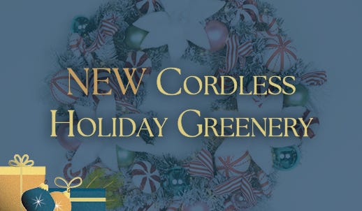 New Cordless Holiday Greenery - Photo of cordless wreath on door