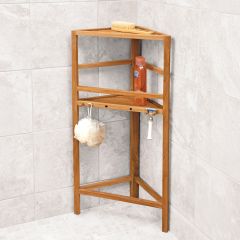 Teak Shower Shelf in shower