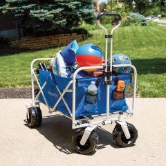 utility wagon with beach items inside 