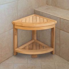 corner teak stool front