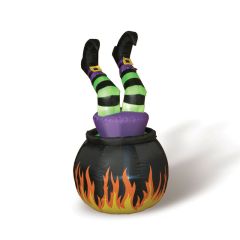 5' Animated Inflatable Witch in Cauldron  