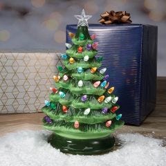 13” Vintage Green Lighted Tree 