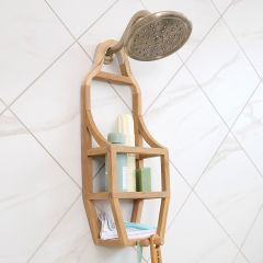Teak Slim Shower Organizer in shower