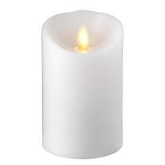 Moving Flame White Pillar Candle  – Small