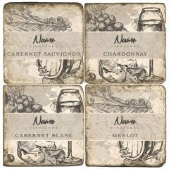 Personalized Vineyard Sketch Coasters (Set of 4)