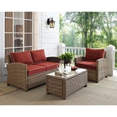 3 Seat Conversation Set Outdoor Wicker Furniture (seats 3)