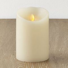 Moving Flame Ivory Pillar Candle  – Small	