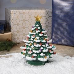 8” Vintage Snowy Lighted Tree  