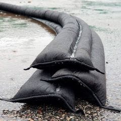 Water Activated Flood Barrier on ground