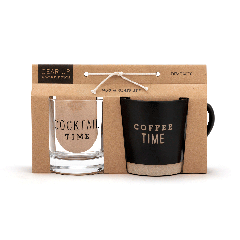 Coffee Time Mug and Rocks Glass Set