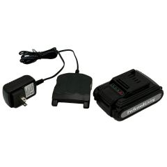 additional battery and charger on white