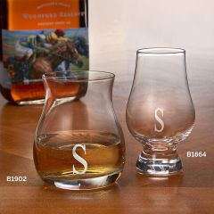 Personalized Glencairn Whiskey Glass on display on table