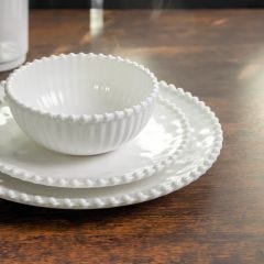 Beaded Pearl 12-Piece Dinnerware Set