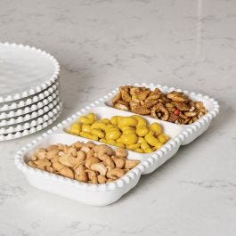 Beaded Pearl 3-Section Serving Tray