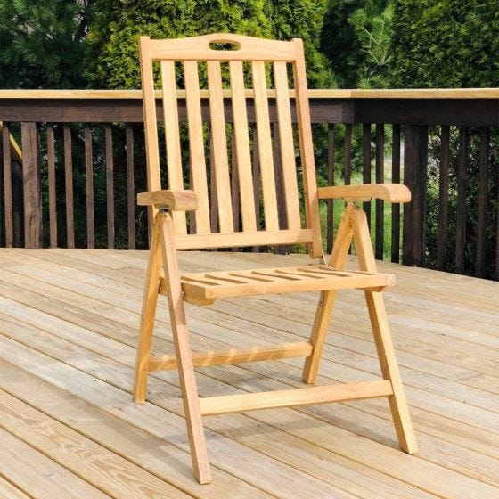 Teak Outdoor Dining Chair on deck