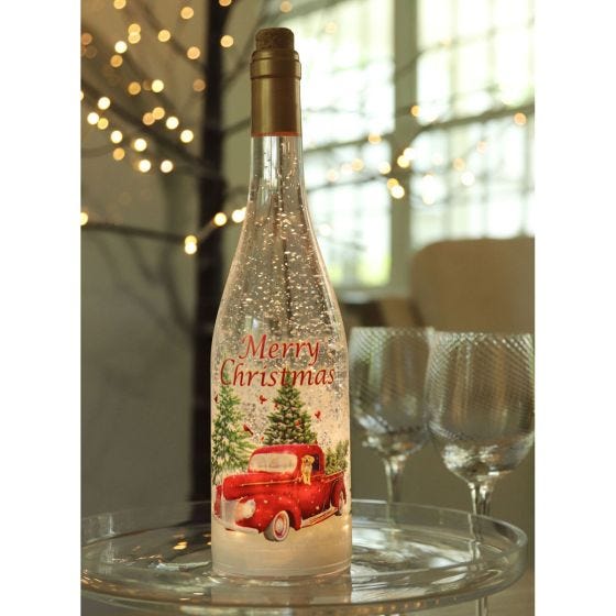 Red Truck Glitter Bottle with glasses 