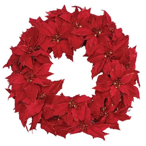 Poinsettia Wreath on white