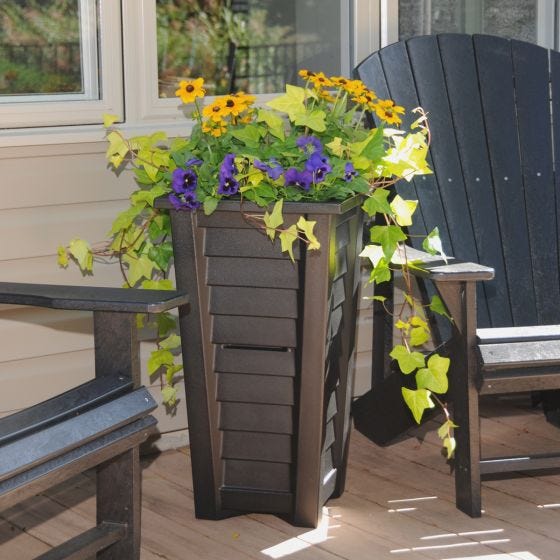 Mayne 5868-B Lakeland Self-Watering Plastic Pot Planter, Black, 28"