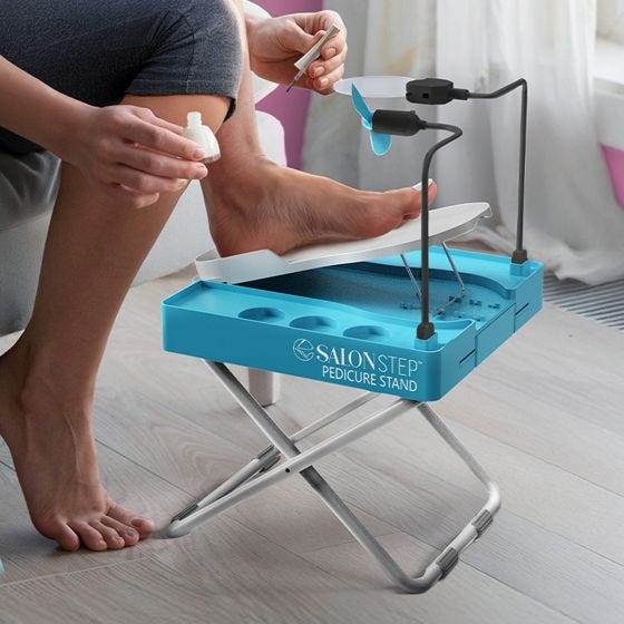 model using the pedicure stand