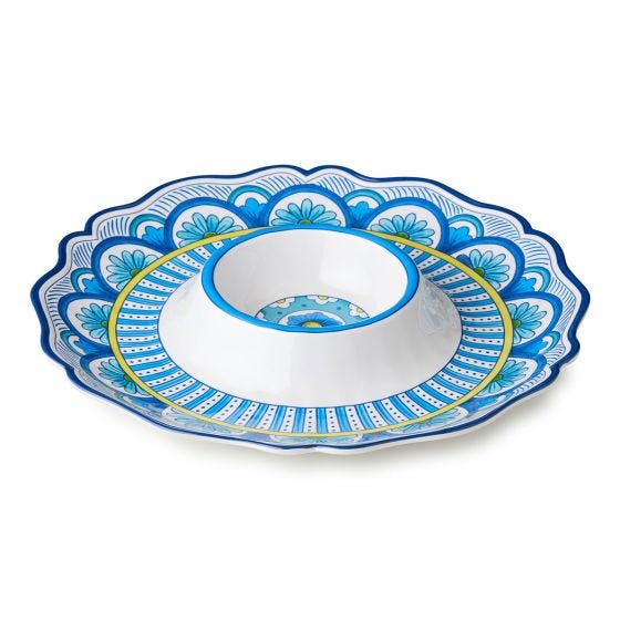Mediterranean Mosaic Chip & Dip on white