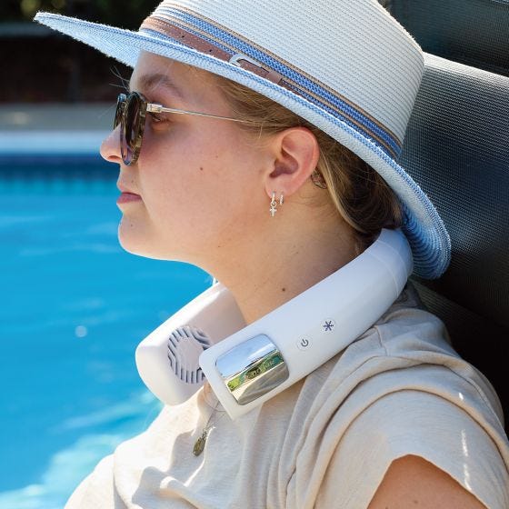 model wearing the Arctic Air Freedom Touch around neck