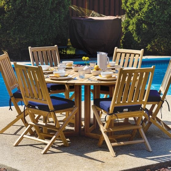 Lancaster Folding Round Dining Table with chairs
