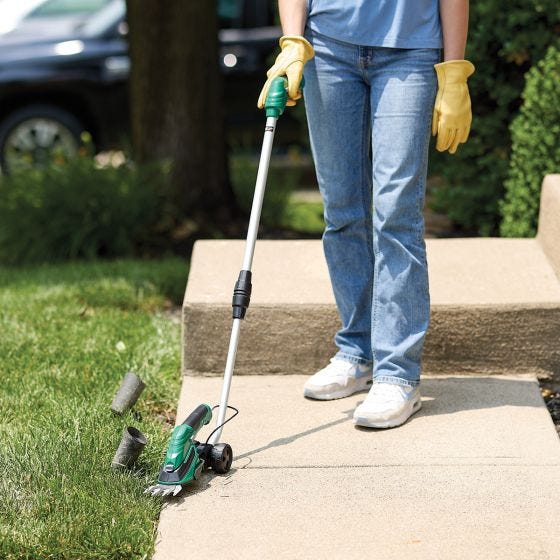 model using the grass shear clippers 