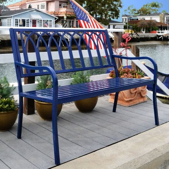 Soho Blue bench by the water Soho Blue bench by the water