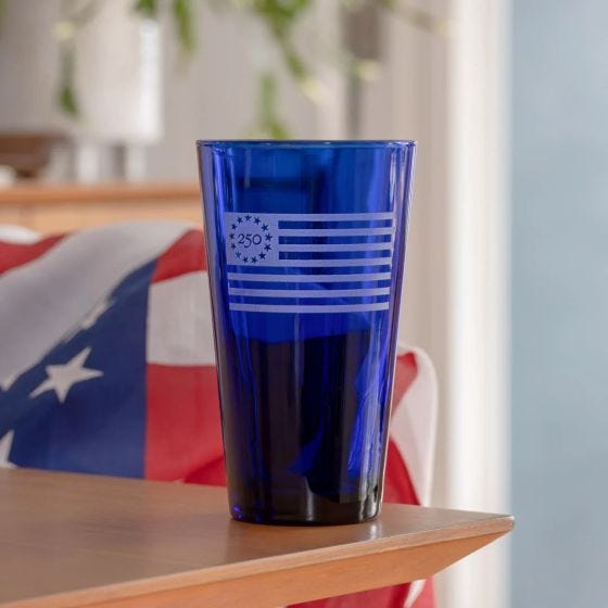 America 250 blue pint glass scene image