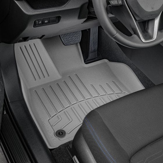 Gray front floor mat in car