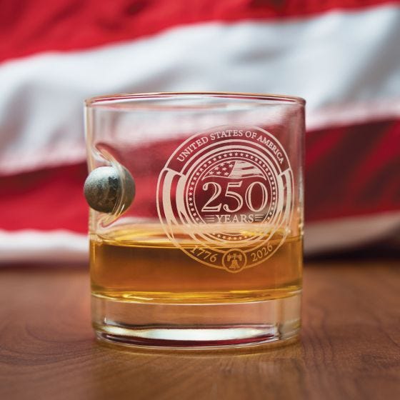 scene image of whiskey glass with American flag 