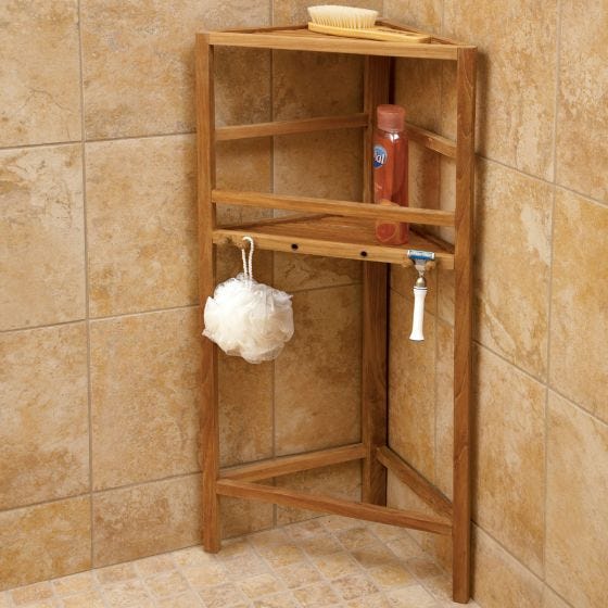 Teak Shower Shelving