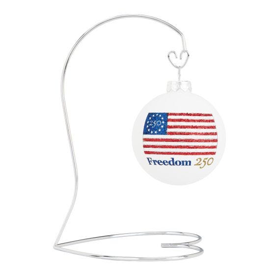 Freedom 250 Flag Ornament on stand