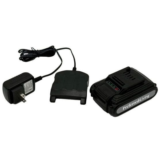 additional battery and charger on white