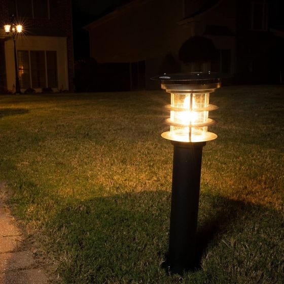 Black Stainless Steel Bollard Solar Light 