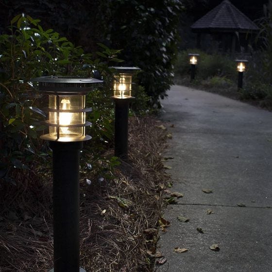 Black Stainless Steel Bollard Solar Light 