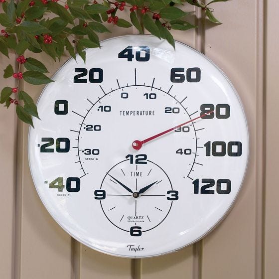 Taylor 18 in. Patio Thermometer & Clock