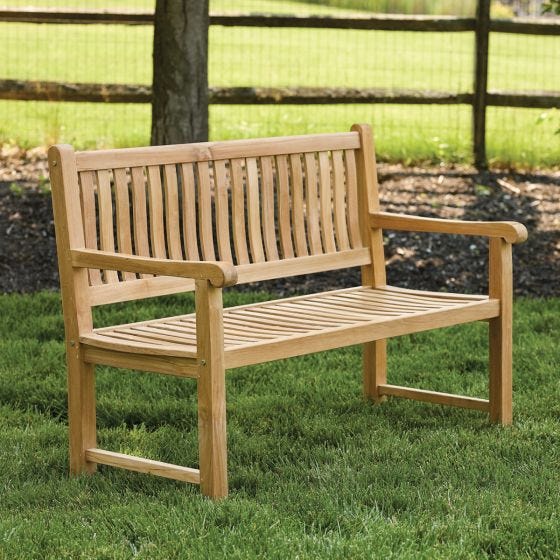 Teak Bench side view 