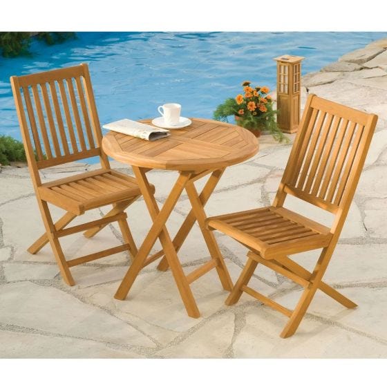 Teak Bistro set on patio