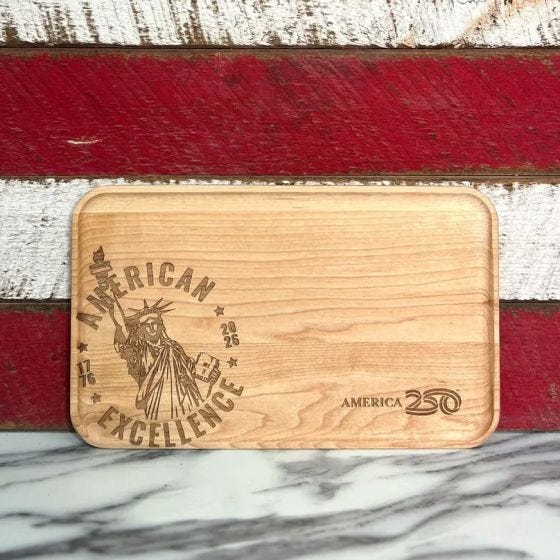 America 250 Wooden Tray on display