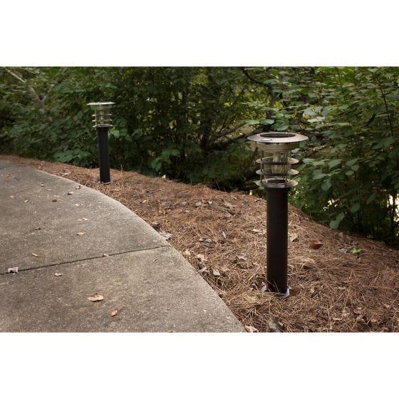 Black Stainless Steel Bollard Solar Light 