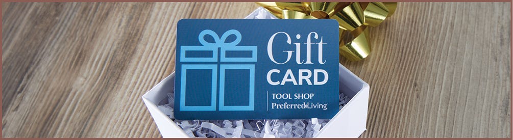 Gift Cards banner with gift card on a box