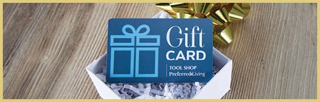 Gift Cards banner with gift card on a box