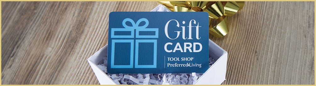 Gift Cards banner with gift card on a box