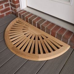 Petal Teak Mat on door step