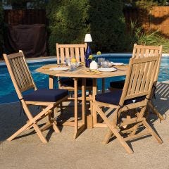 Cape Cod Teak Folding Dining Table with chairs