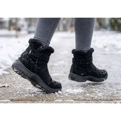 black boots in snow