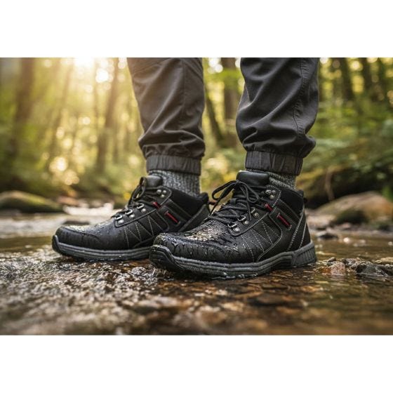 black boots in water