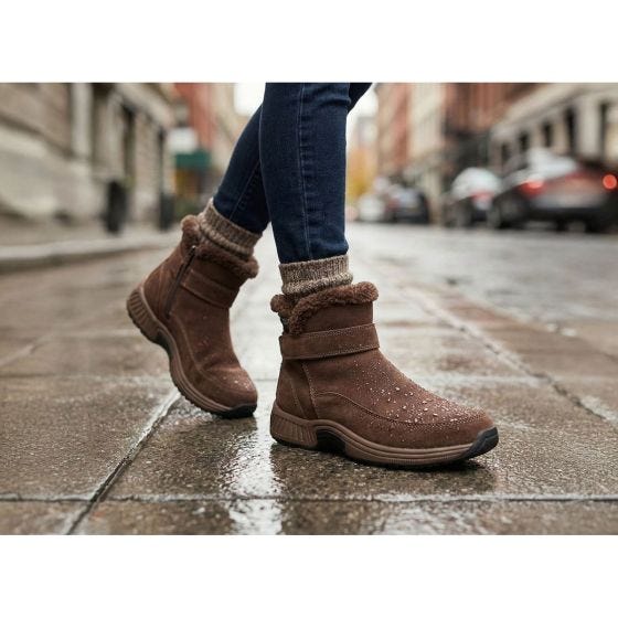 brown boots in rain